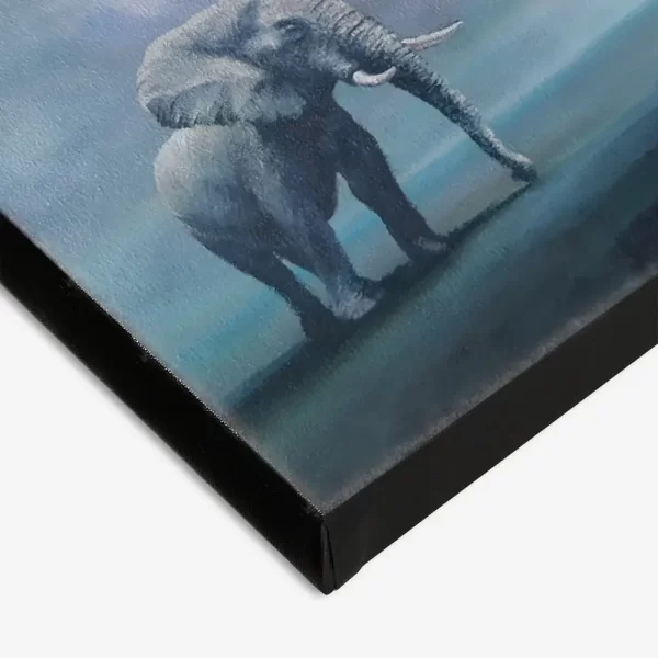 Canvas print of a wild elephant with black edges